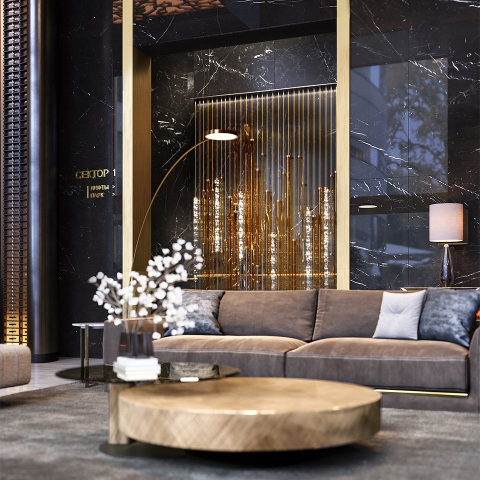 Концепция лобби башни PETROVSKY PARK TOWER.  Фото: Optima Development