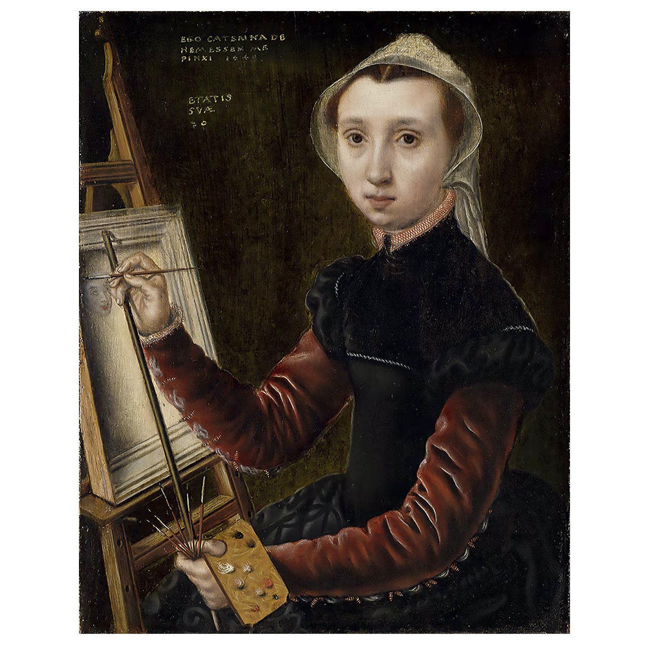 Катарина ван Хемессен. «Автопортрет у мольберта». 1548.  Фото:  Kunstmuseum Basel