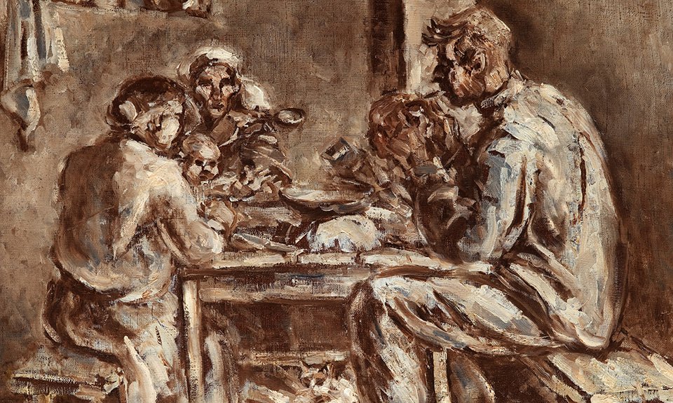 Роман Семашкевич. «Едоки картофеля». По мотивам работы Винсента ван Гога. 1930-е. Фрагмент. Фото: Galeev-Gallery