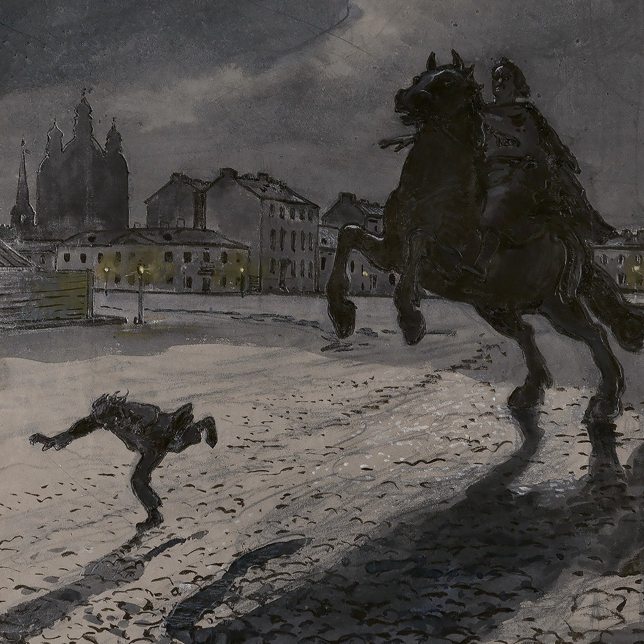 Александр Бенуа. Вариант фронтисписа к поэме Пушкина «Медный всадник». 1905. Фото: Государственный Эрмитаж