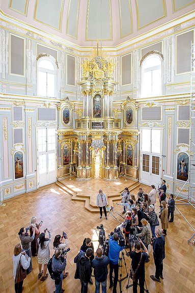 Презентация отреставрированного церковного павильона Большого Меншиковского дворца в Ораниенбауме. Фото: ГМЗ «Петергоф»