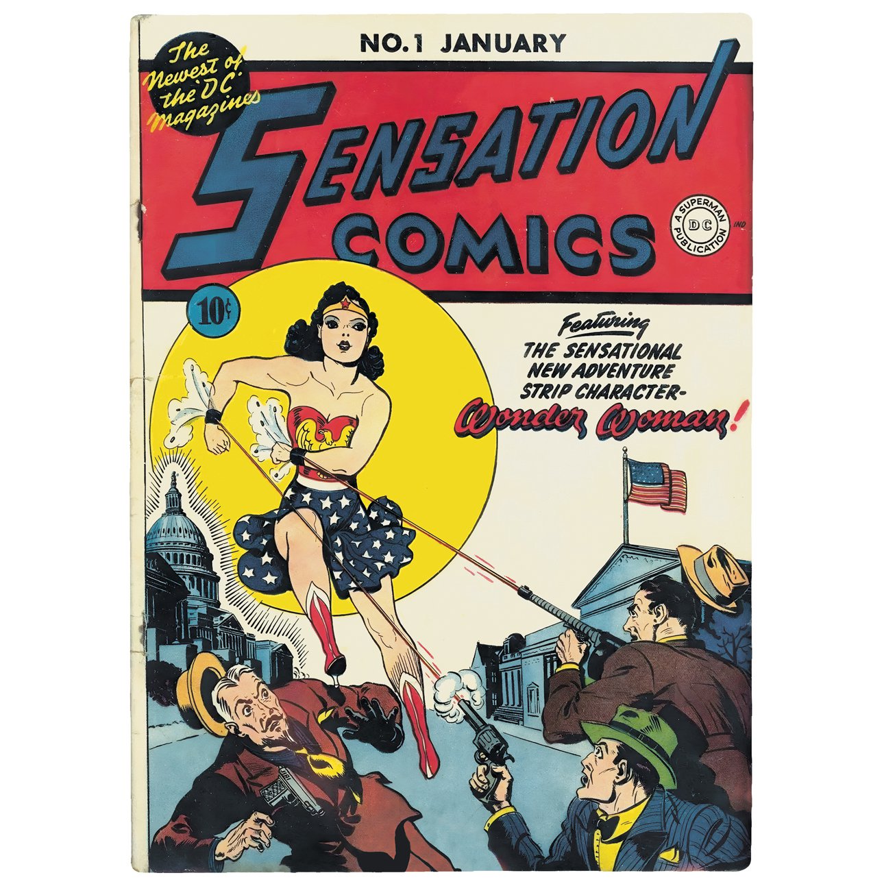 Выпуск антологии Sensation Comics No 1 за 1941 год, где впервые появилась на обложке Чудо-женщина.  Фото: Искусство — XXI век