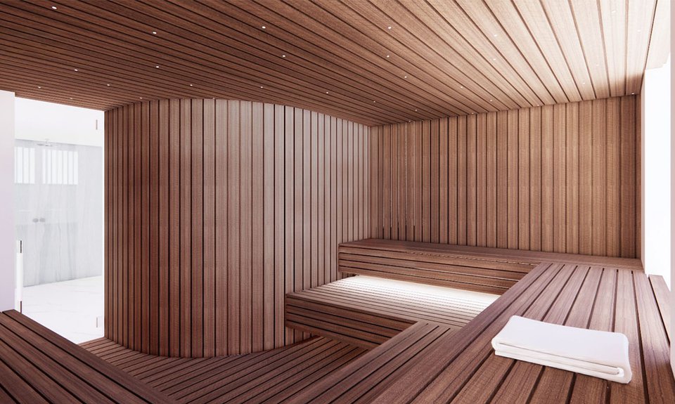 Визуализация сауны в клубном доме TURGENEV.  Фото: TURGENEV
