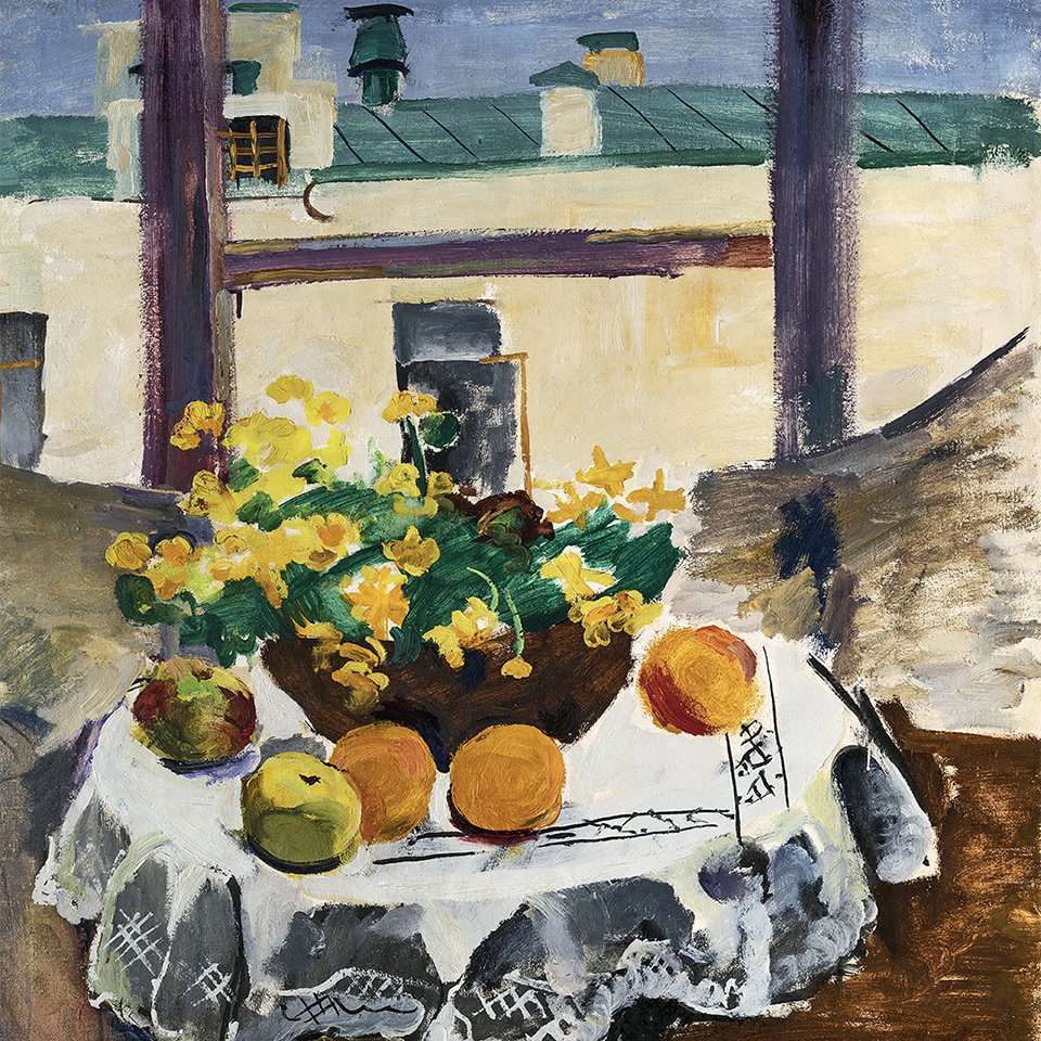 Петр Кончаловский. «Натюрморт. Стол с фруктами и желтыми цветами». 1929. Фото: Государственный Русский музей