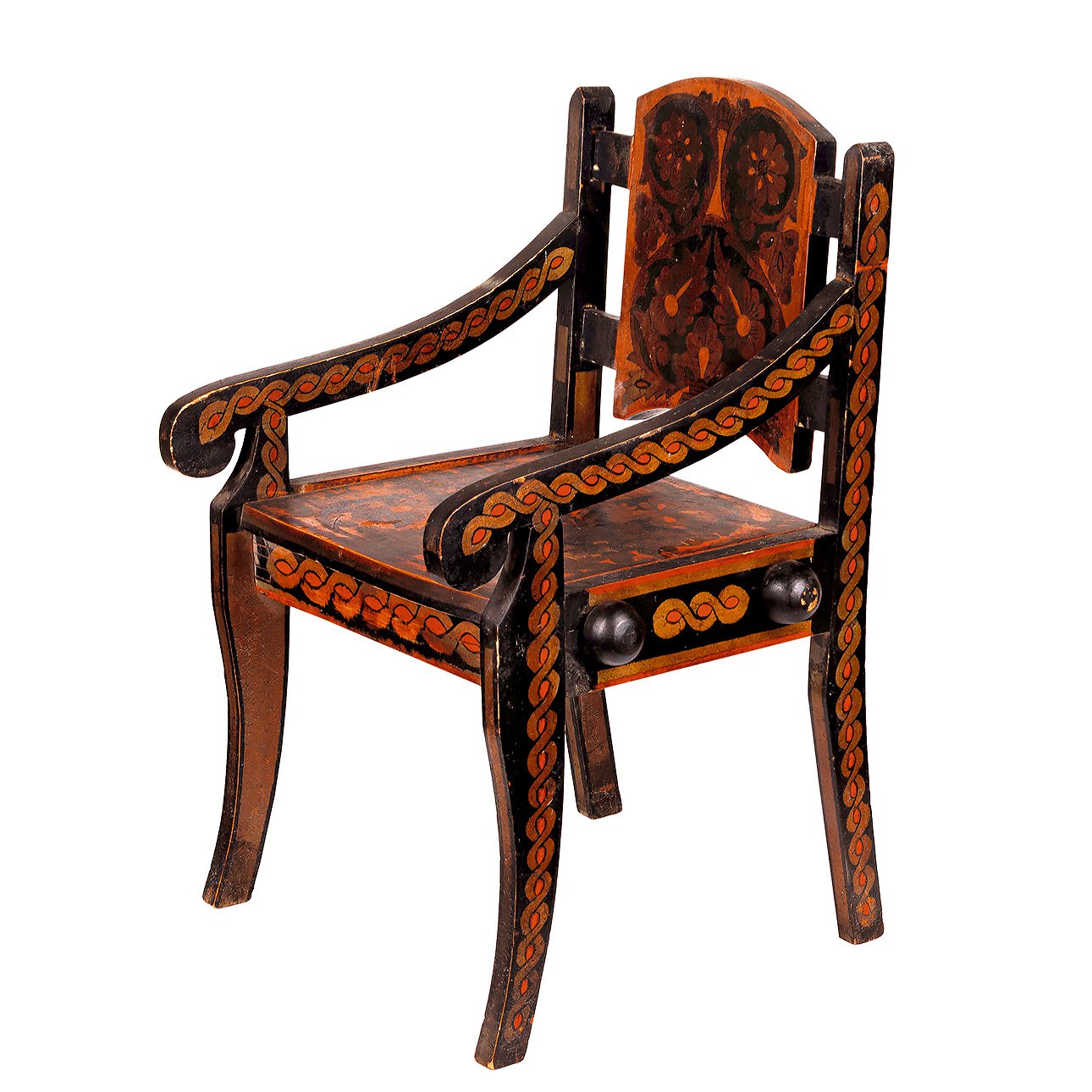 Стул с росписью «славянская вязь». 1940-е. Фото: АНО "Хохлома"