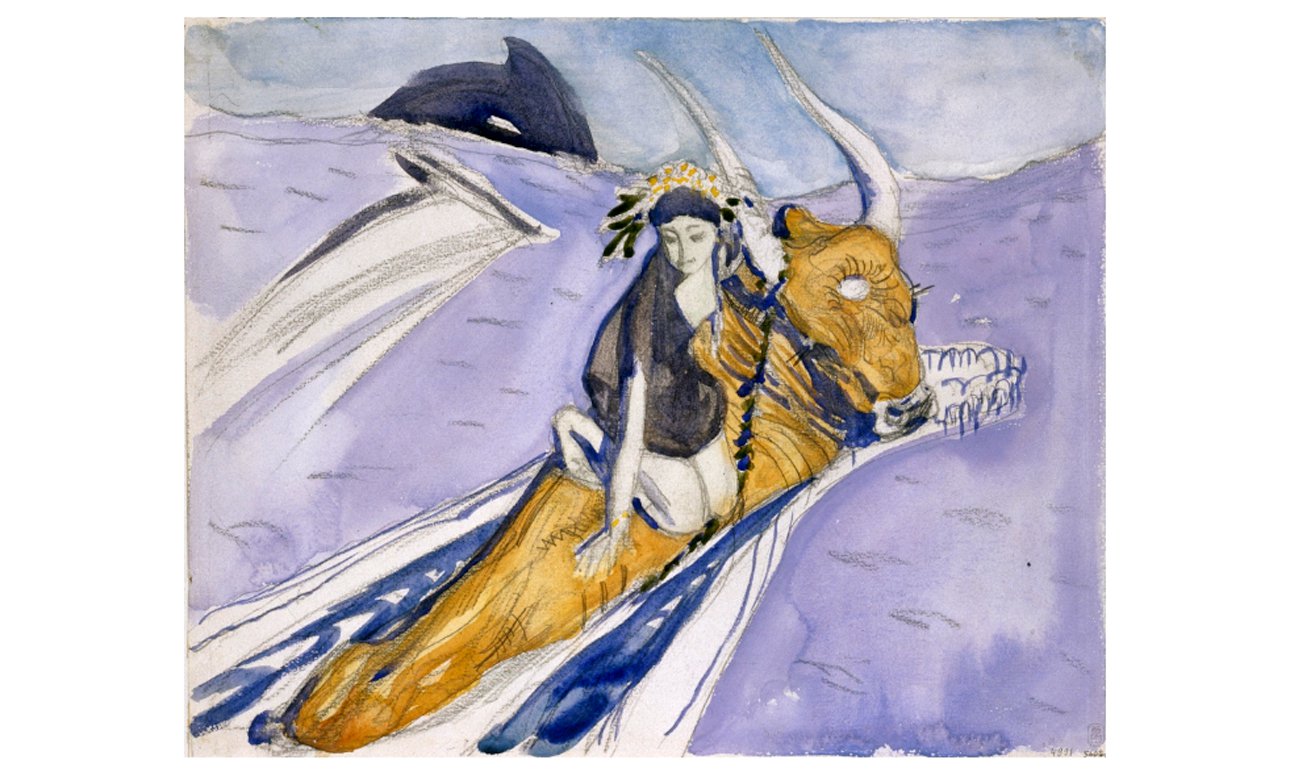 Валентин Серов. «Похищение Европы».  Эскиз.   1909–1910. Бумага, акварель, графитный карандаш.  Фото: Государственный Русский музей