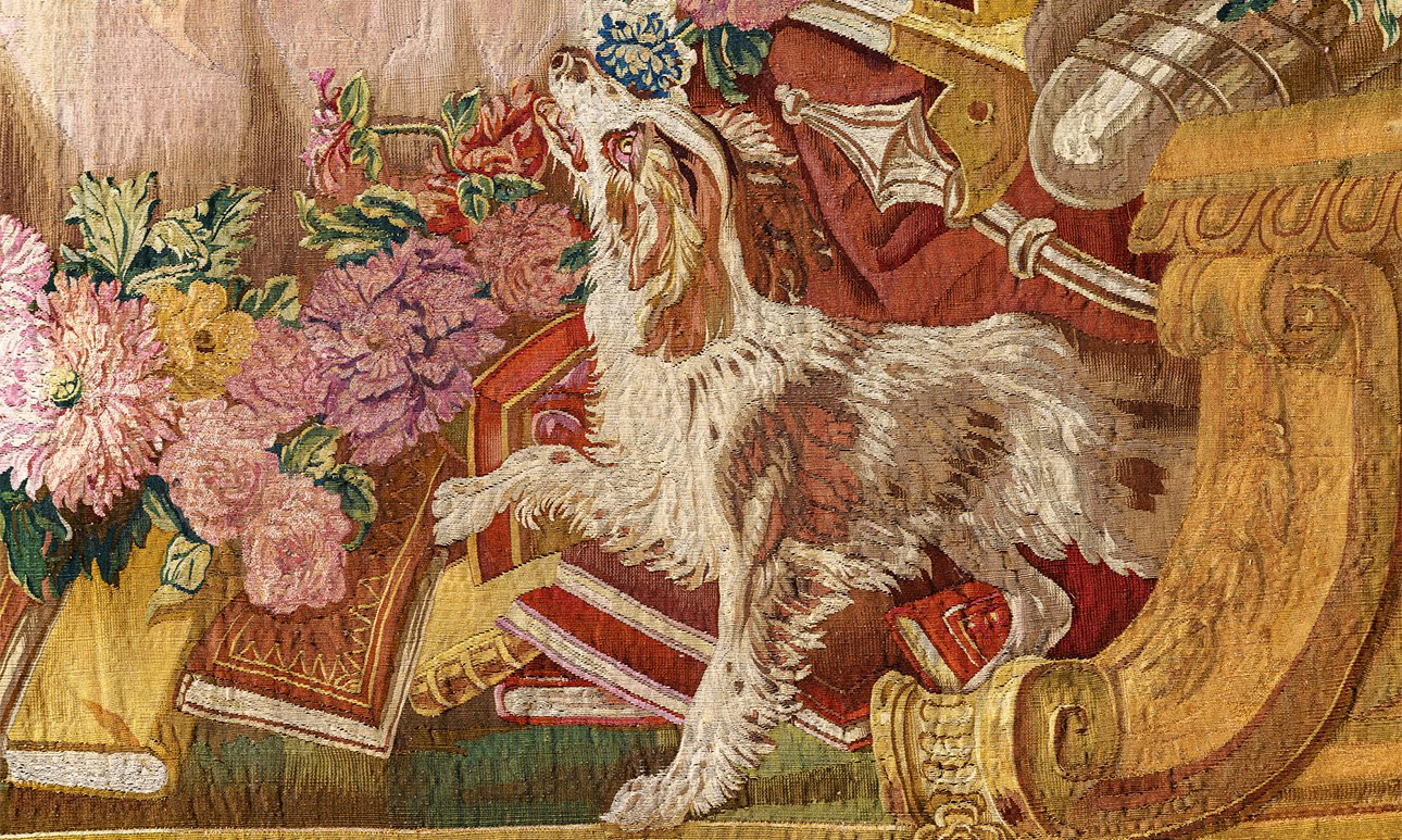 Фрагмент шпалеры «Дон Кихот с девицами постоялого двора»,  после реставрационных работ. Фото: Музеи Московского Кремля