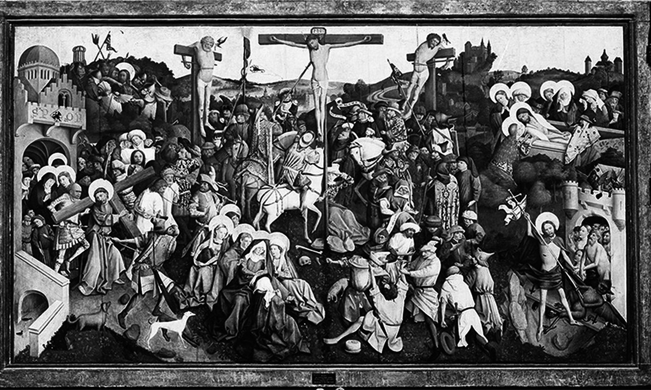 Картину «Распятие Христа и сцены Его Страстей» (1450–1460) - РАБО Мастера Шоппингенского алтаря удалось в числе других оцифровать с негатива.  Фото: Staatliche Museen zu Berlin, Gemäldegalerie