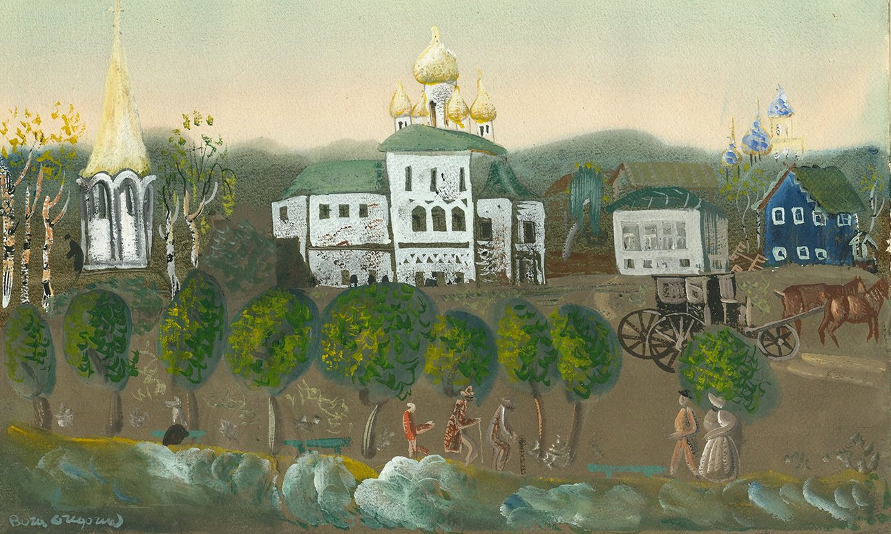 Борис Григорьев. «Монастырь». Иллюстрация к «Братьям Карамазовым».  Фото: Культурно-исторический фонд «Связь времен»