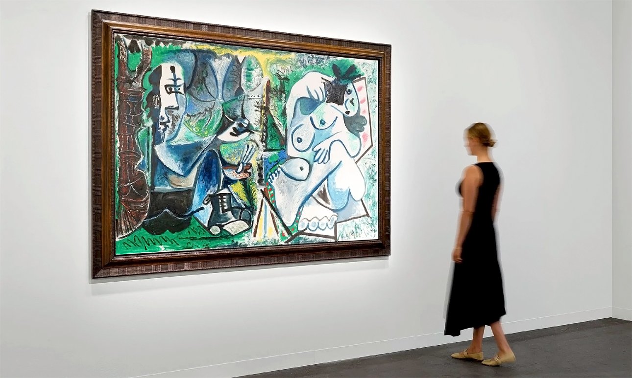 Пикассо «Художник и его модель в пейзаже» (1963), которая была выставлена галереей Hauser & Wirth.  Фото: Stefan Altenburger Photography Zürich/Hauser & Wirth.