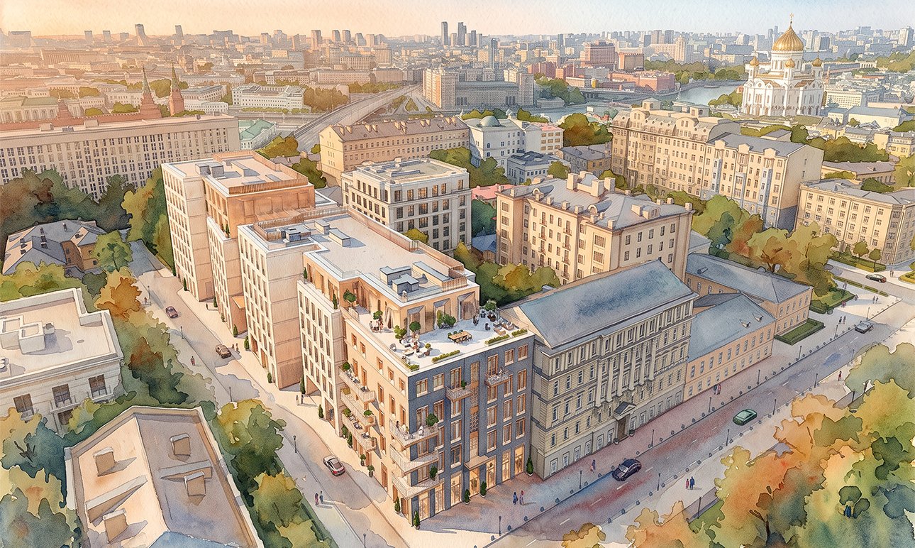Вид на Москву с Крестовоздвиженского переулка, где располагается фамильный дом «Люче» из коллекции объектов MR Private.  Фото: MR Private