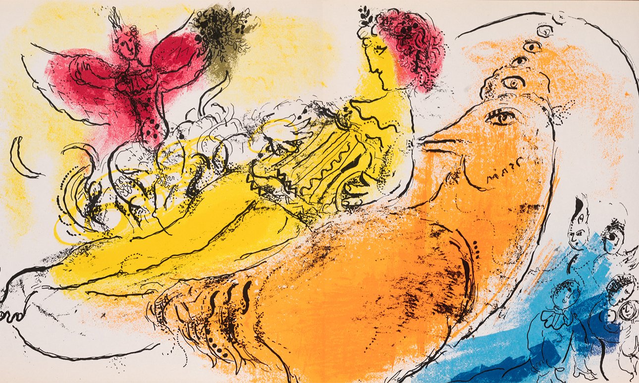 Марк Шагал. «Аккордеонист». Из серии «Chagall. Lassaigne».  1957. Фото: Altmans Gallery