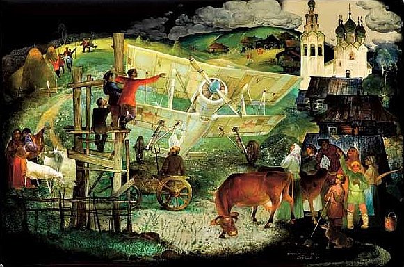 С. И. Козлов. Шкатулка Крылья Родины. Федоскино. Всероссийский музей декоративно-прикладного и народного искусства