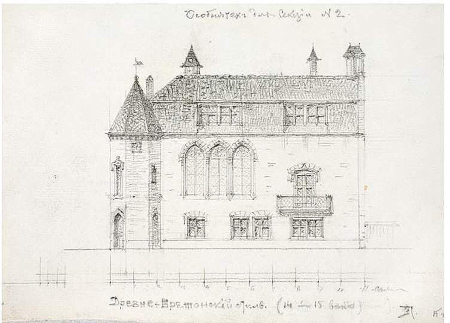 Василий Поленов. Один из эскизов Театрального дома. 1915. Фото: Государственный мемориальный историко-художественный и природный музей-заповедник В.Д.Поленова