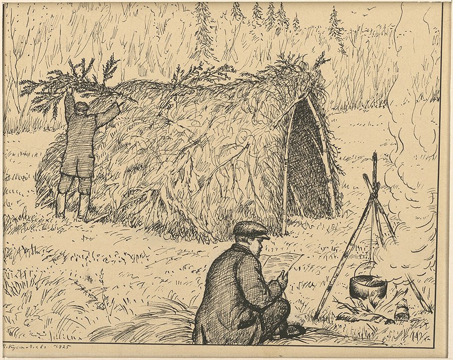Борис Кустодиев. «В.И.Ленин у шалаша». 1925. Фото: Государственный исторический музей