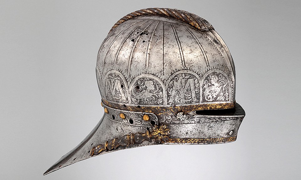 Рыцарский шлем (салад) Людовика II, короля Венгрии и Богемии. Начало XVI в. Фото: Metropolitan Museum of Art