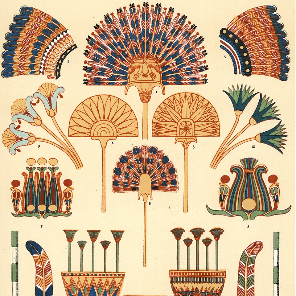 Иллюстрации к древнеегипетскому разделу книги Оуэна Джонса «Грамматика орнамента» (издание 1910 года). Фото: Wikimedia Commons