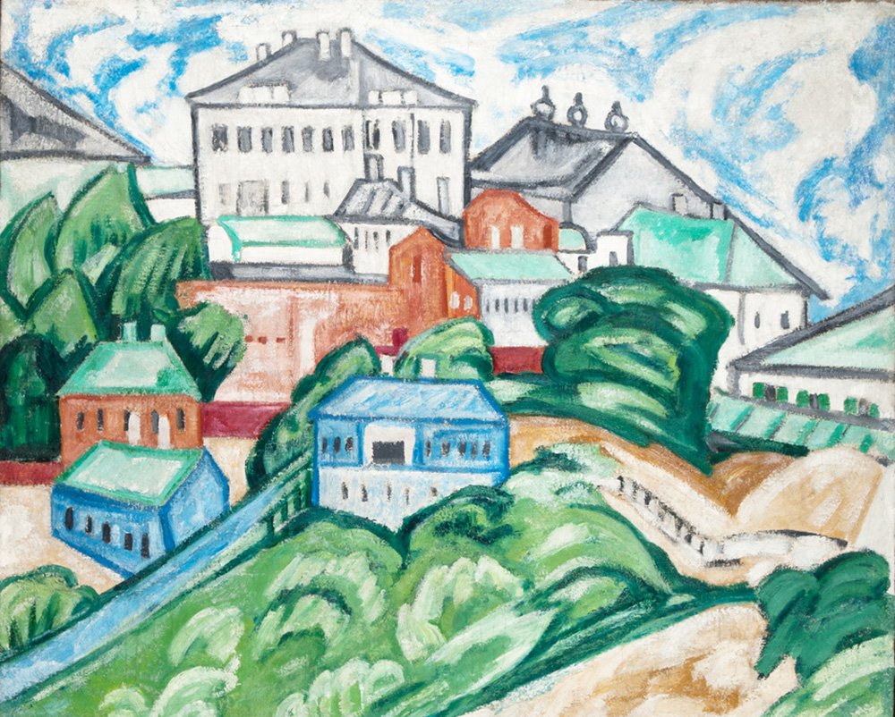 Ольга Розанова. "Красный дом". 1910. Бывший дом владимирского губернатора Лазарева, отца первооткрывателя Антарктиды адмирала Михаила Лазарева, ныне — областной Центр пропаганды изобразительного искусства. Атрибутировано Маргаритой Поповой
