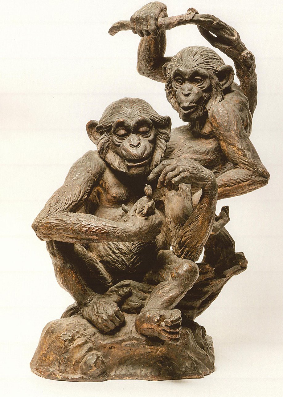 Артемий Обер. «Шимпанзе». 1898. Гипс тонированный. Фото: Государственный Русский музей