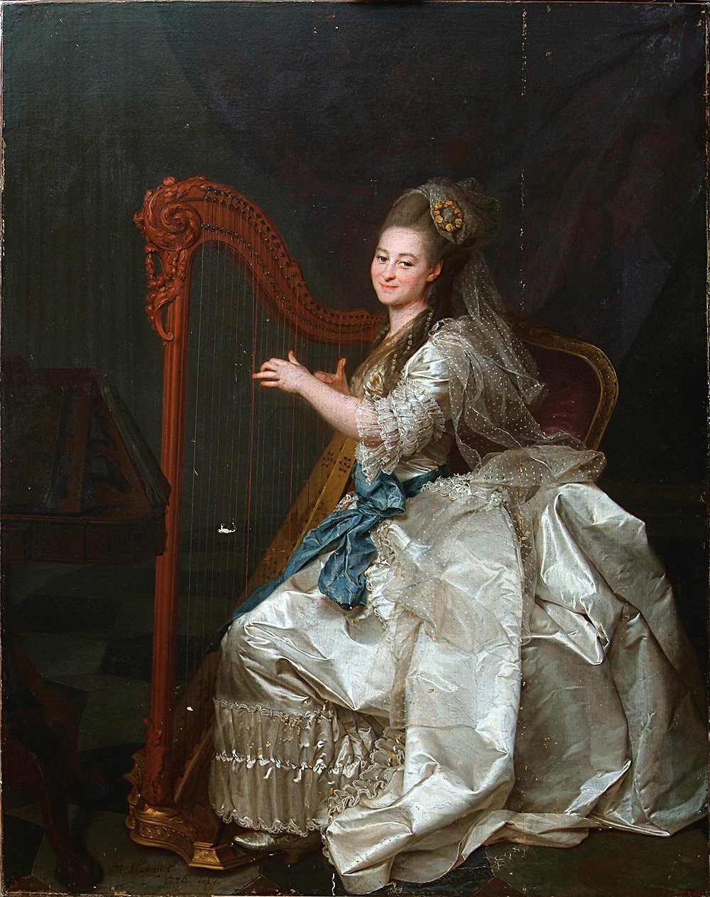 Дмитрий Левицкий. «Портрет Г.И.Алымовой». Цикл «Смолянки». 1776. Общий вид в процессе реставрации. Фото: Государственный Русский музей
