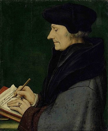 Hans Holbein d. J. (um 1497/1498-1543); Bildnis des schreibenden Erasmus von Rotterdam, 1523; Mischtechnik auf Papier, auf Tannenholz aufgeklebt; 37.1 x 30.8 cm; Kunstmuseum Basel, Amerbach-Kabinett 1662; Inv. 319; © Kunstmuseum Basel