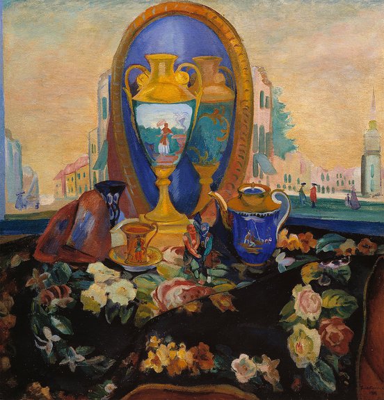 Натюрморт с зеркалами. 1917. Холст, масло. 117 х 110