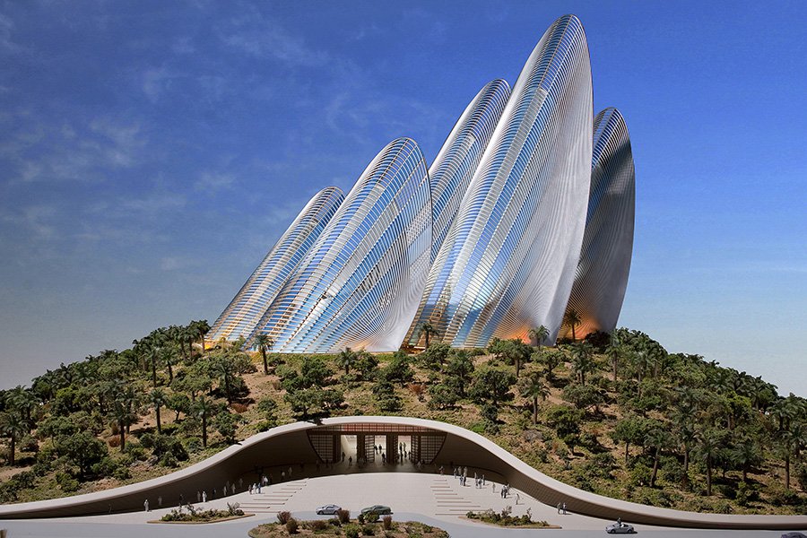 Облик нового комплекса Национального музея шейха Зайеда навеян формой оперения на крыльях сокола. Фото: Foster + Partners / Zayed National Museum