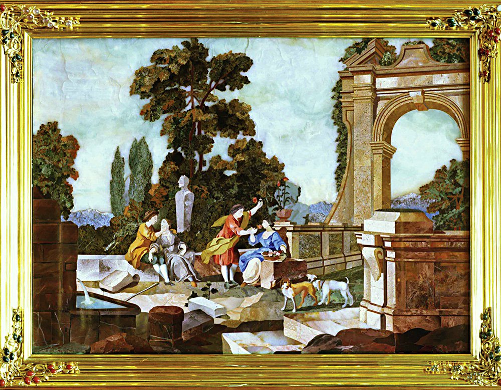 Флорентийская мозаика «Обоняние и осязание». 1751. Фото: ГМЗ «Царское Село»