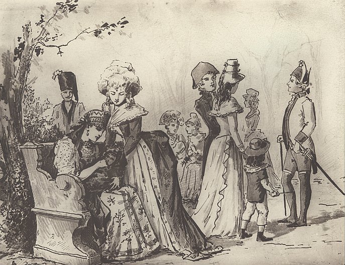 Открытка с зарисовкой действия из оперы П.И. Чайковского «Пиковая дама». 1890
