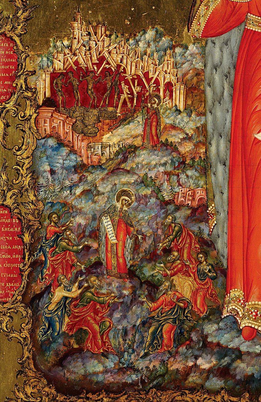 Икона «Святая княгиня Ольга, со сценами жития». Фрагмент. Невьянск, мастерская Богатыревых, 1836. Музей русской иконы, Москва. Фото: Музей русской иконы