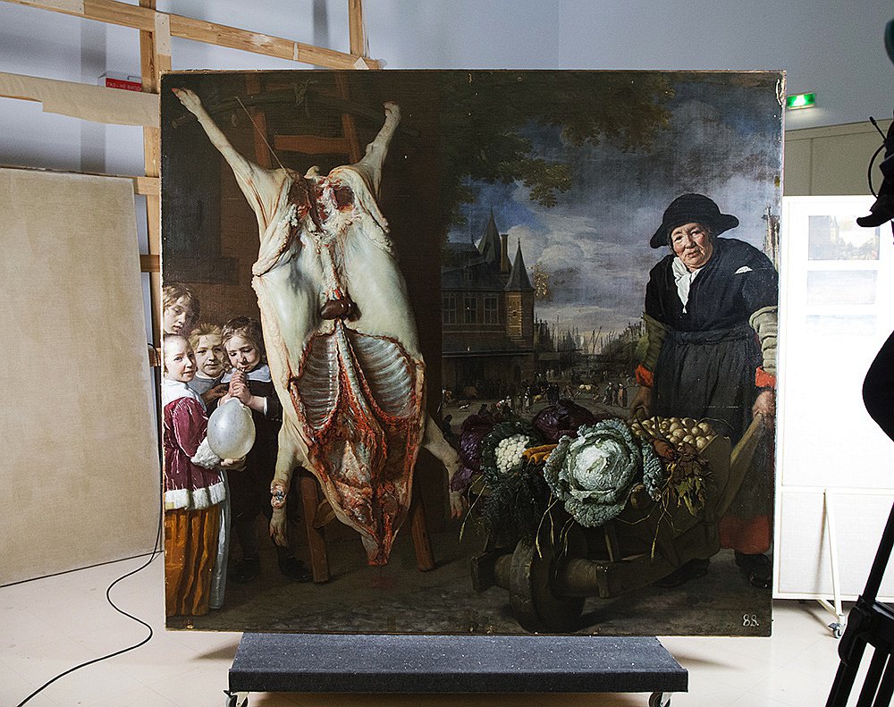 Представление картины ван дер Хелста "Новый рынок в Амстердаме" после реставрации. Фото: Государственный Эрмитаж