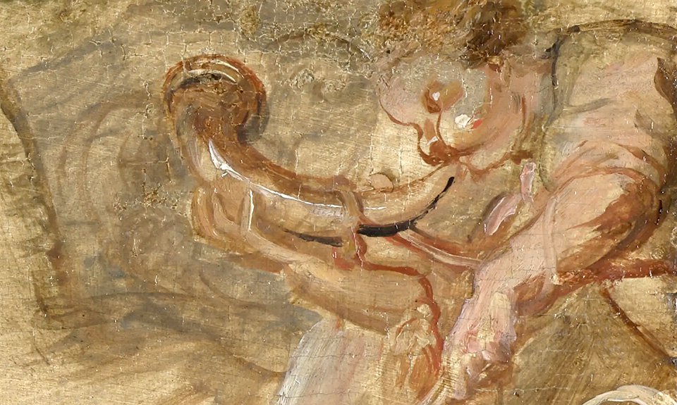 Деталь картины «Смерть Адониса» после очистки. Красноватые контурные линии свидетельствуют о том, что Рубенс писал ее сам. Фото: Princeton University Art Museum