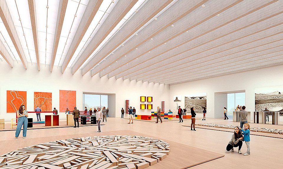 Визуализация будущих музейных интерьеров, проектирование которых входило в задачу бюро наряду с экстерьером здания. Фото: Nieto Sobejano Arquitectos