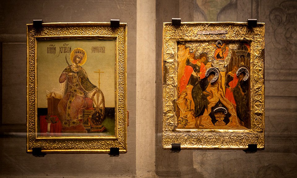 Иконы «Великомученица Екатерина Александрийская» и «Усекновение главы Иоанна Предтечи». Фото: Gallerie degli Uffizi
