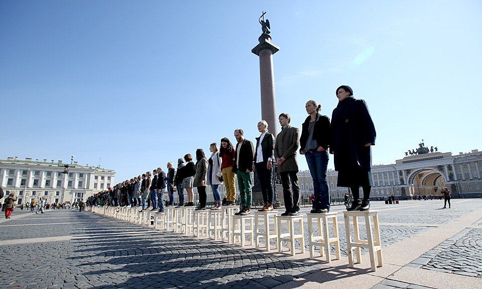 Перформанс Елены Ковылиной «Равенство». Manifesta 10 в Санкт-Петербурге. 2014 год. Фото: Из архива Елены Ковылиной