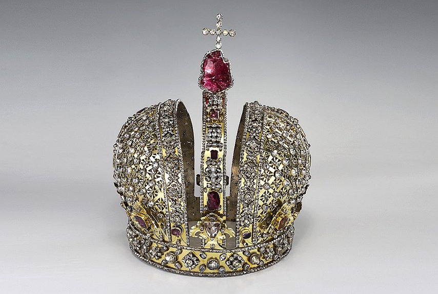 Корона императрицы Анны Иоанновны (Москва, 1730 г.) отреставрирована в мастерских Музеев Московского Кремля и показана на выставке «Хранители времени». Фото: Музеи Московского Кремля