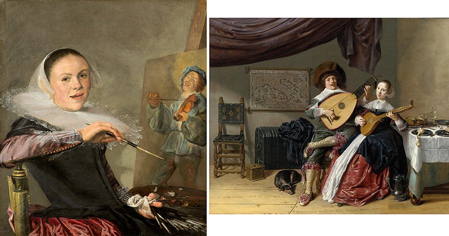 Юдит Лейстер. «Автопортрет». Около 1633. Фото: National Gallery of Art, WashingtonЯн Минсе Моленар. «Дуэт. Автопортрет художника с женой, Юдит Лейстер». Середина 1630-х. Фото: Sotheby’