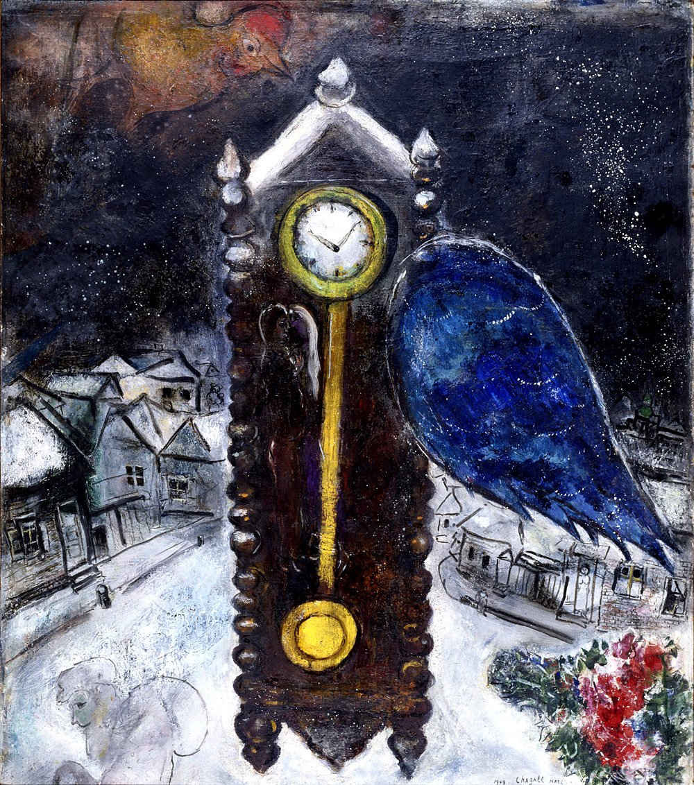 Марк Шагал. «Часы с синим крылом». 1949. Частное собрание. Фото: © ADAGP Paris 2019 Chagall ®