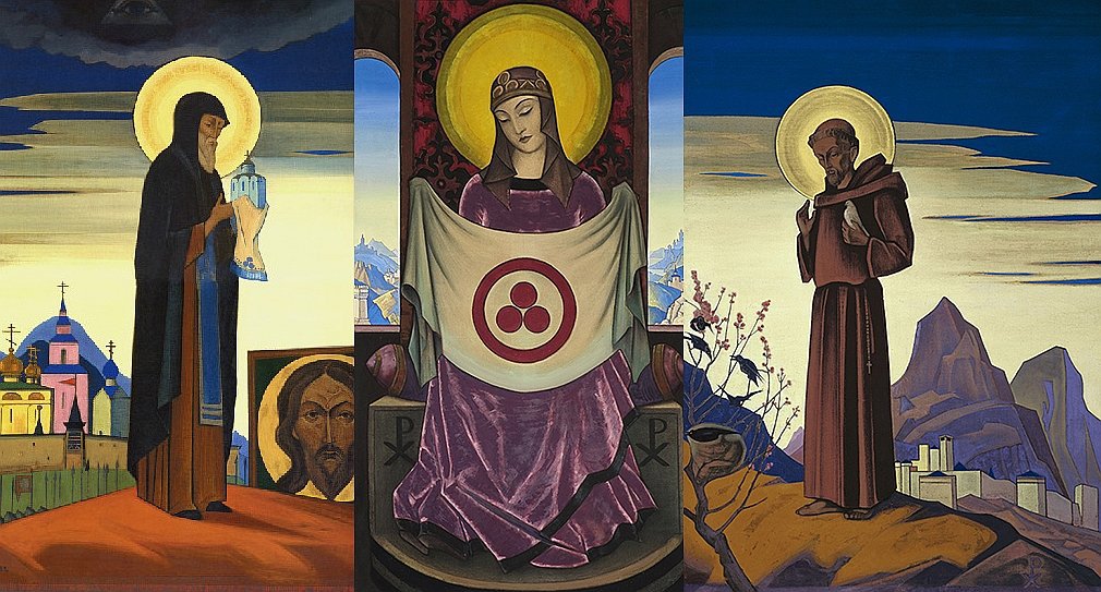 Триптих Николая Рериха – «Мадонна Орифламма», «Святой Сергий» и «Святой Франциск»