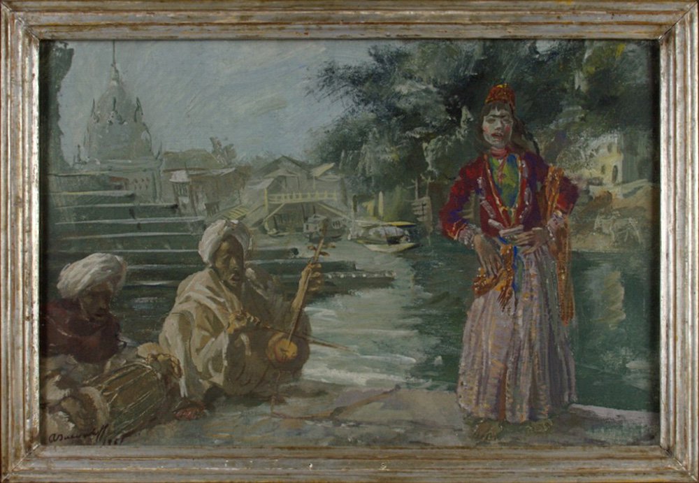 Александр Яковлев. «Кашмирская певица» («Шринагар»). 1931. Холст на дереве, масло, темпера. Фото: Аукционный дом «Антиквариум»