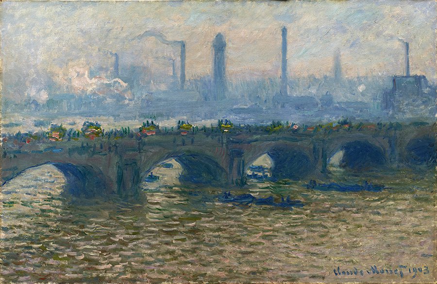 Клод Моне. «Мост Ватерлоо, пасмурная погода». 1903. Фото: Ordrupgaard, Copenhagen/Anders Sune Berg Exhibition organised by Ordrupgaard, Copenhagen and the Royal Academy of Art