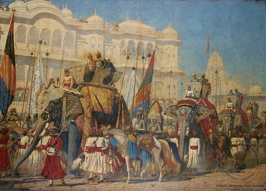 Василий Верещагин.  «Шествие слонов. Въезд принца Уэльского в Джайпур в 1876 году». Фото: Victoria Memorial, Kolkata