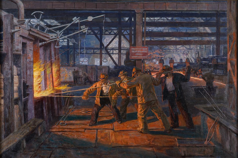 Николай Дормидонтов. В цеху Кировского завода в Ленинграде. 1949. КоллекцияЧелябинского трубопрокатного завода