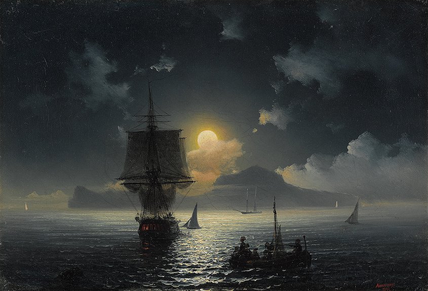 Лунная ночь на Капри. 1841. Холст, масло. 26 х 38,5 / Государственная Третьяковская галерея