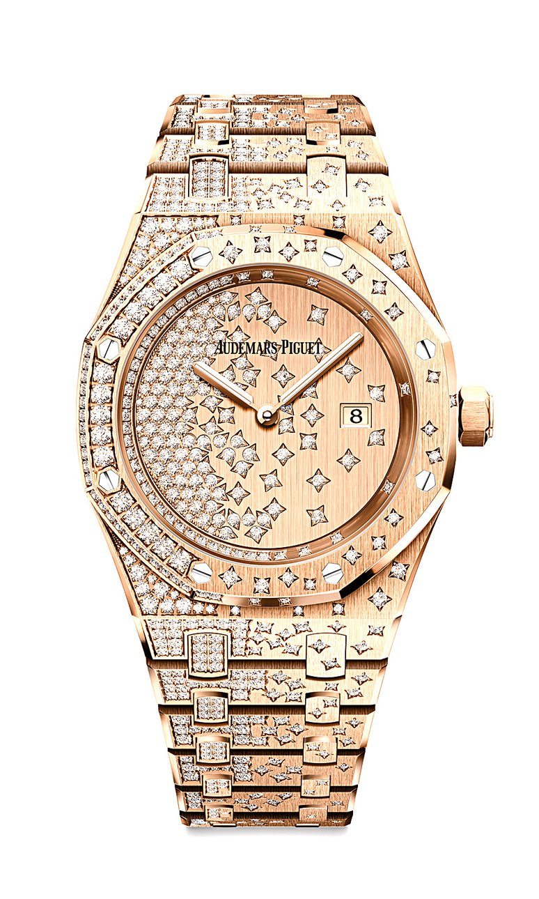 Часы Audemars Piguet Royal Oak Quartz из розового и белого золота с бриллиантами