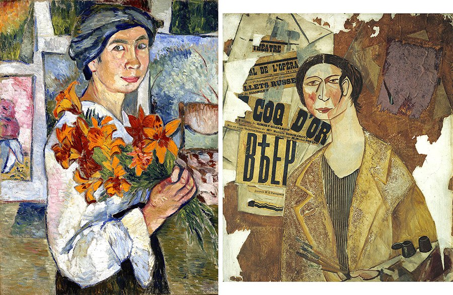 Наталия Гончарова. «Автопортрет с желтыми лилиями». 1907–1908. Фото: Государственная Третьяковская галереяМихаил Ларионов. «Портрет Н.С.Гончаровой». 1915. Фото: Государственная Третьяковская галерея
