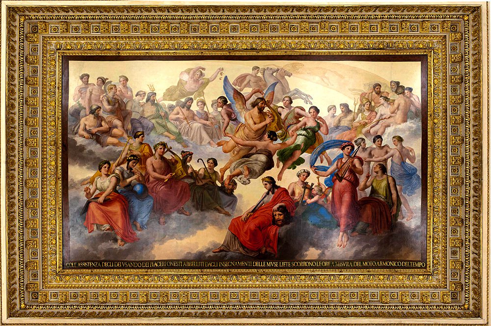 Фрагмент плафона «Танец часов» (1839–1858) в бальном зале королевского дворца в Турине. Фото: Musei Reali di Torino
