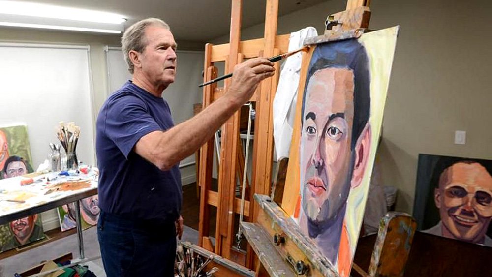 Бывший президент США Джордж Буш за работой над портретом. Фото: George W. Bush Presidential Center