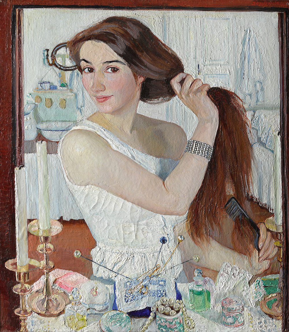 Зинаида Серебрякова. «За туалетом. Автопортрет». 1909. Холст на картоне, масло. Государственная Третьяковская галерея