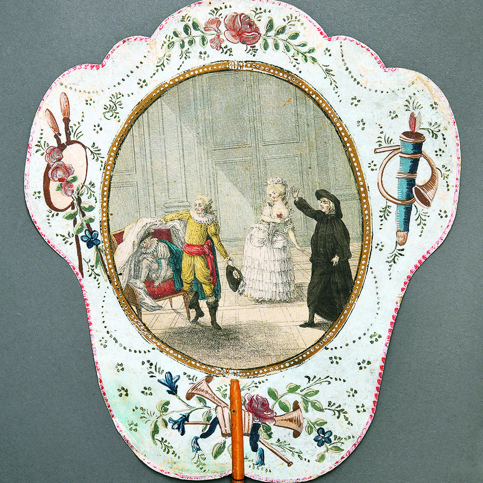 Ручной экран «Женитьба Фигаро». Париж, мастерская Пети. Около 1785. Лицевая сторона. Фото: Музей-заповедник «Царицыно»